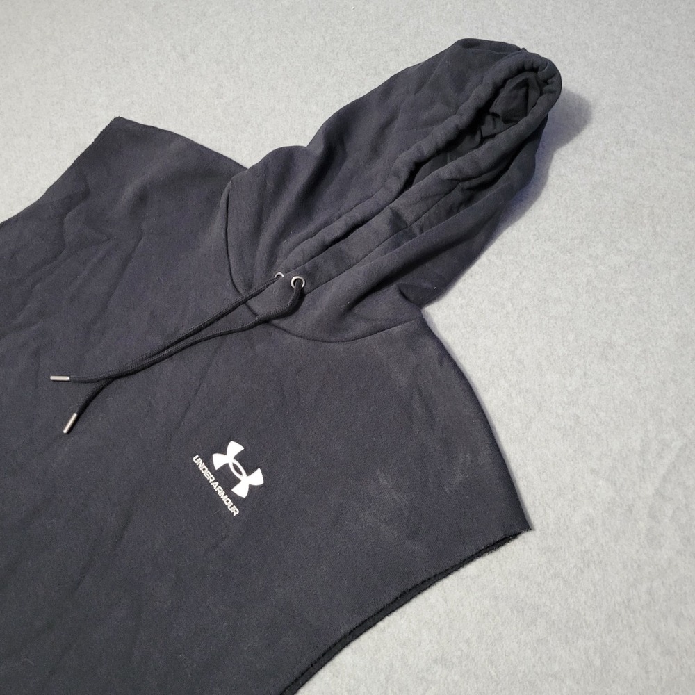 Under Armour UA Icon Fleece Sleeveless Hoodie Black Large Muscle Pullover